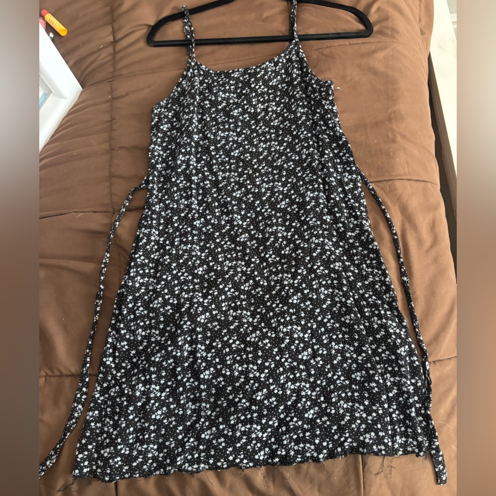 Brandy Melville Black Dress with White Floral Print